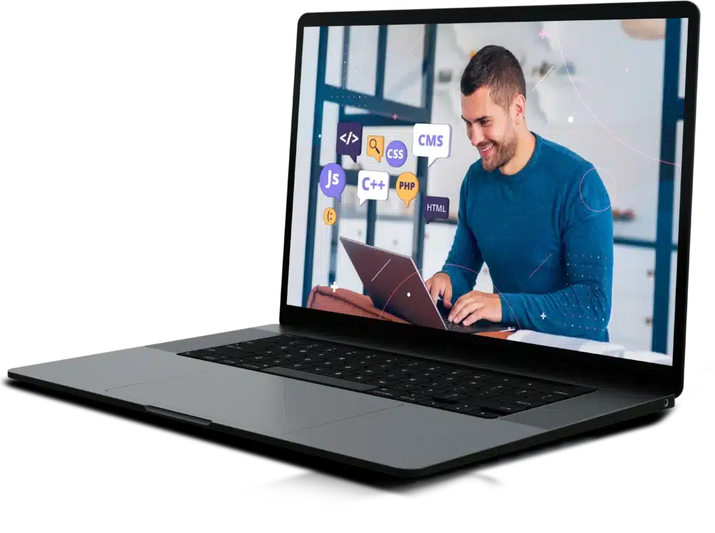 a laptop with a man on the screen