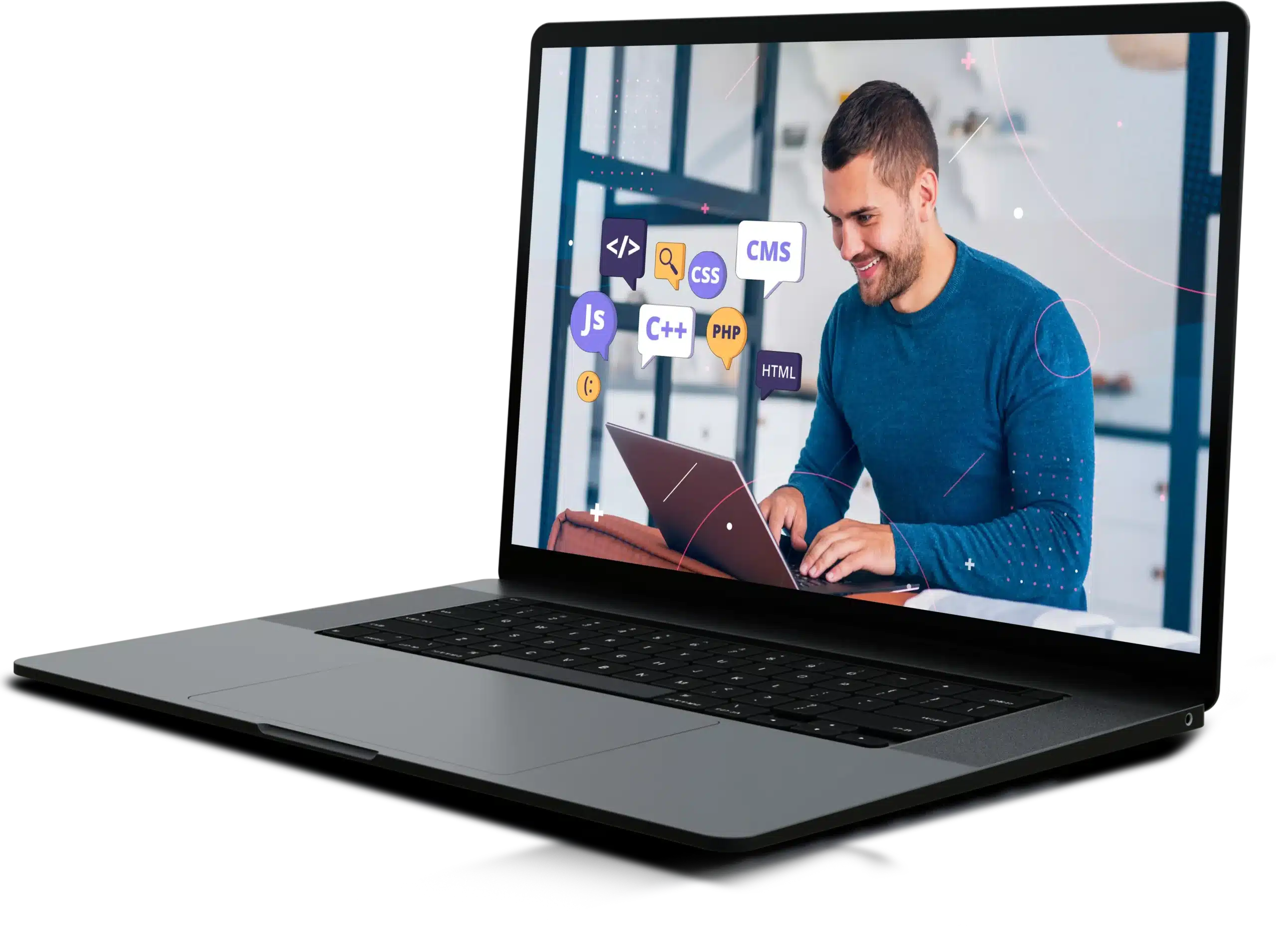 a laptop with a man on the screen